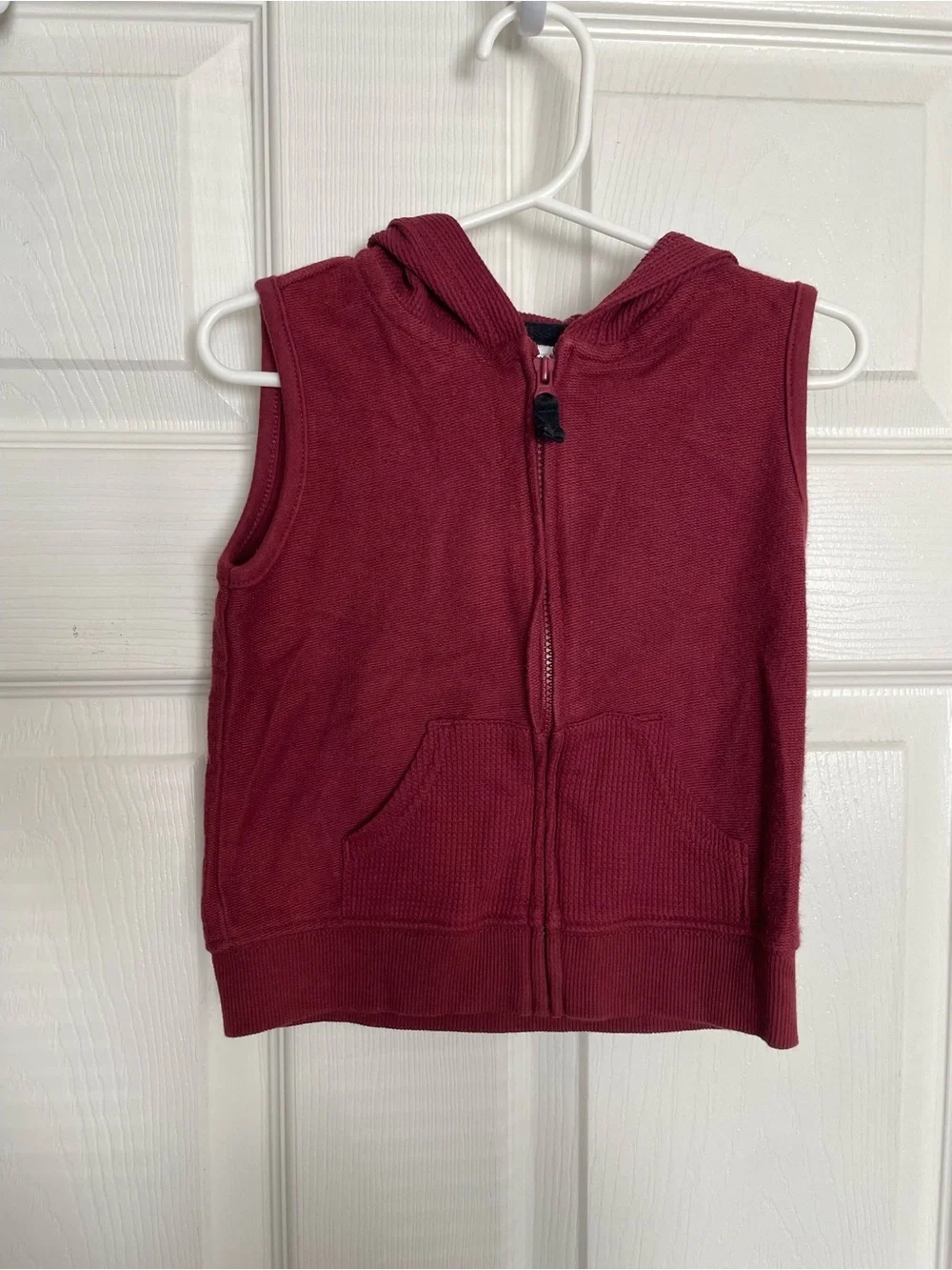 Carters 18-24 Months Kids Sleeveless Hooded Zip Vest - Burgundy Red